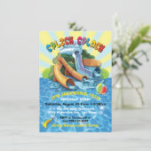Waterpark Waterslide Pool Party Birthday Invite (Standing Front)