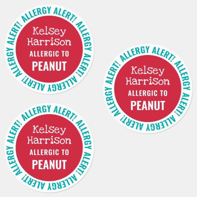 Waterproof Allergy Alert Customized Kids Daycare Labels (Group)