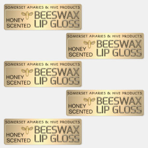 Waterproof Beeswax Lip Gloss Label with Gold Bee