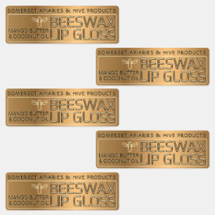 Waterproof Beeswax Lip Gloss Label with Gold Bee