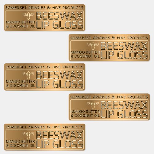 Waterproof Beeswax Lip Gloss Label with Gold Bee