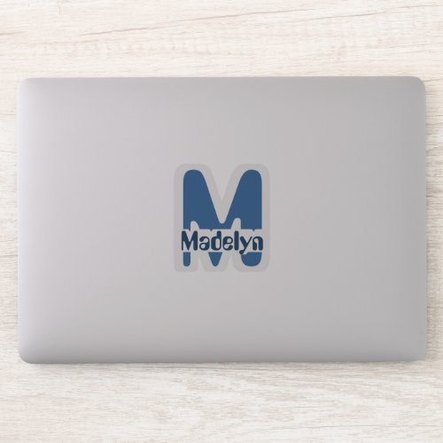 Waterproof Blue Girly Monogram Name Window Laptop Sticker