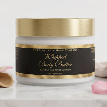 Waterproof Body Butter Jar Label Black & Gold Foil