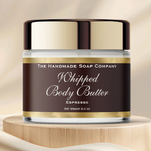 Waterproof Body Butter Jar Label Brown & Gold Foil