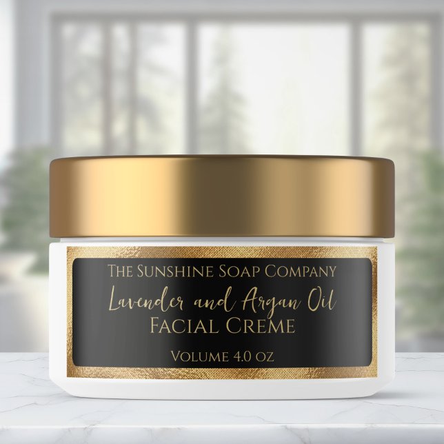 waterproof cosmetics jar label black and gold  (Creator Uploaded)