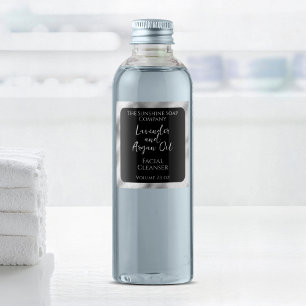 waterproof cosmetics product label black & silver