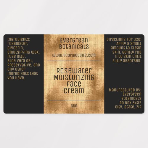 waterproof cosmetics soap label  _ black and gold 