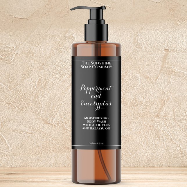 Waterproof curly font black cosmetics bottle label (Creator Uploaded)