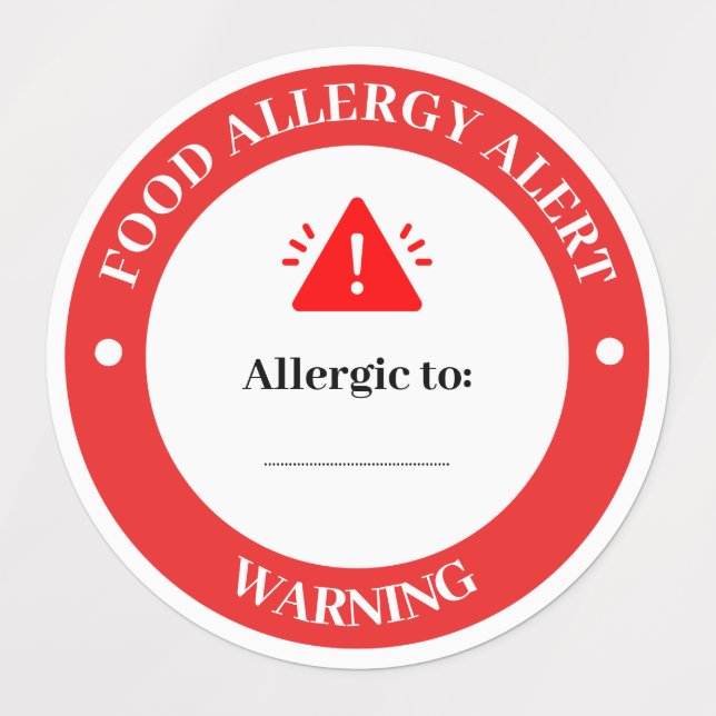 Waterproof Customized Allergy Alert  Kids' Labels (Design 1)