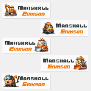 Waterproof Cute Construction Name Labels