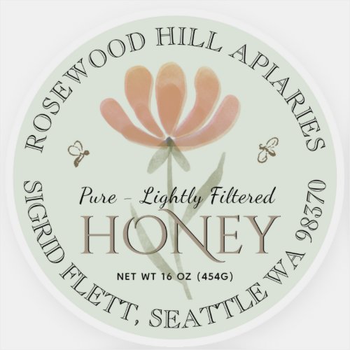 Waterproof DeCrystallizing Honey Label with Flower