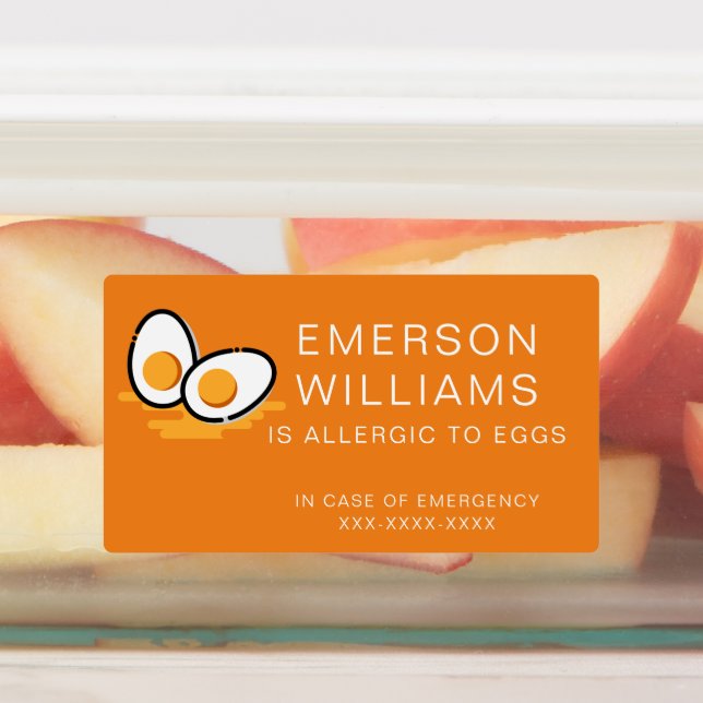 Waterproof Egg Allergy Alert Child Name Labels (Affixed)