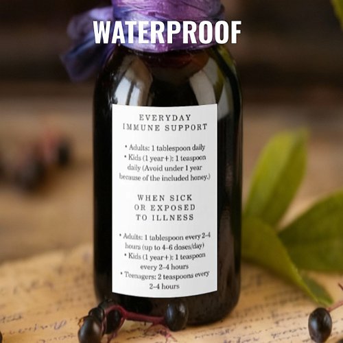 Waterproof Elderberry Syrup Instructions Labels