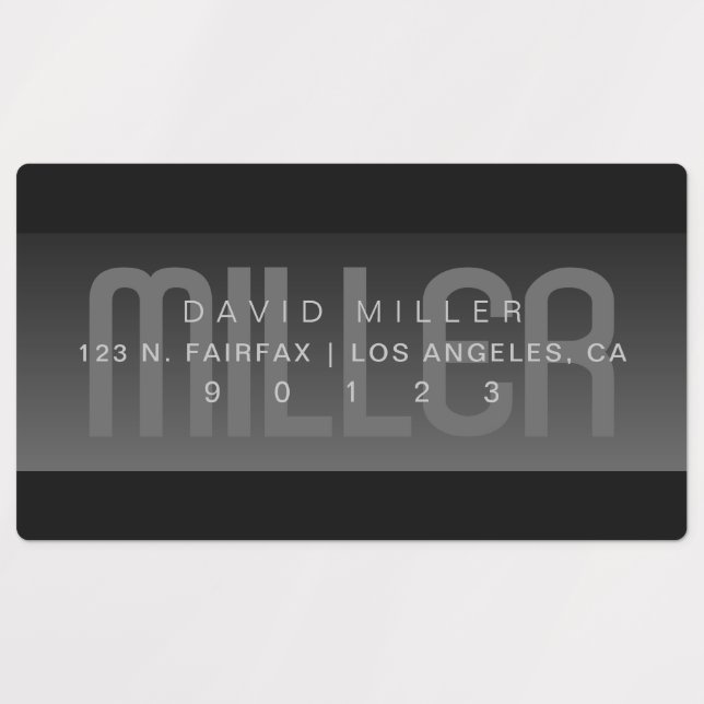 Waterproof Fading Very Dark Grey & Black Address Labels (Design 3)