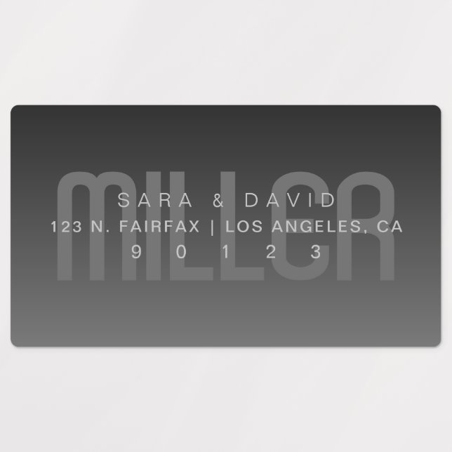 Waterproof Fading Very Dark Grey Ombre Address Labels (Design 3)