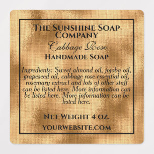 Waterproof gold foil & black text soap cosmetics labels
