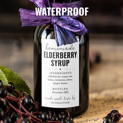 Waterproof Homemade Elderberry Syrup Labels