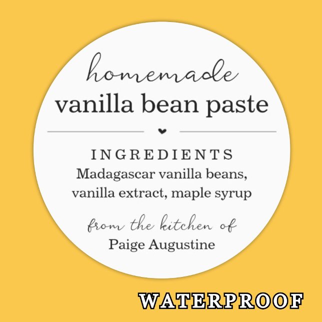 Waterproof Homemade Vanilla Bean Paste Gift Label (Creator Uploaded)