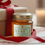 Waterproof Honey Label 3D Metallic Framed with bee<br><div class="desc">Elegant honey label with elaborate border and heraldic honeybee. Personalize with your beekeeping business name,  net weight,  apiary location and contact information.  Honey is written in an 'embossed' gold font. Vintage medieval illustration from UK of a honeybee in a metallic gold oval.</div>