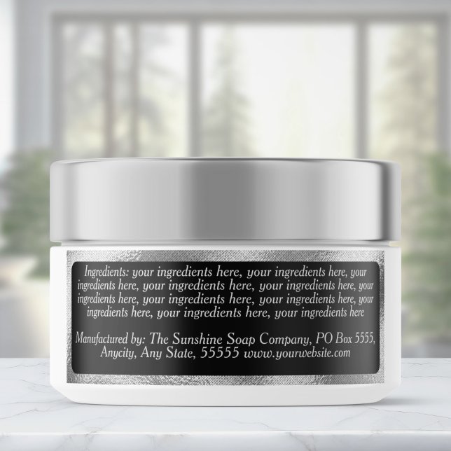 waterproof ingredients label black and silver (Creator Uploaded)