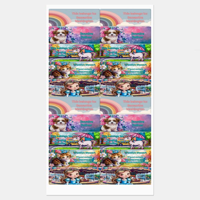 Waterproof Kids Labels (Sheet)