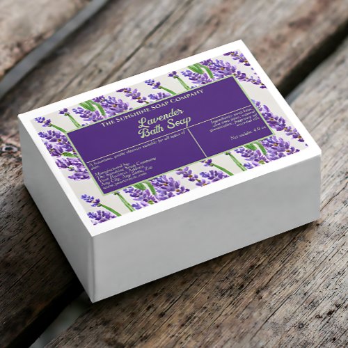 Waterproof Lavender Flowers Soap Product Label