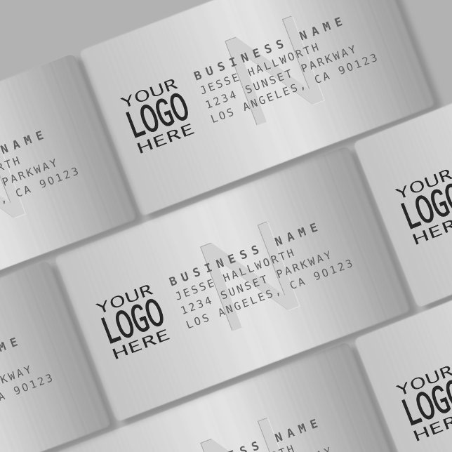 Waterproof Logo & Modern Faux Metal Return Address Labels (Creator Uploaded)