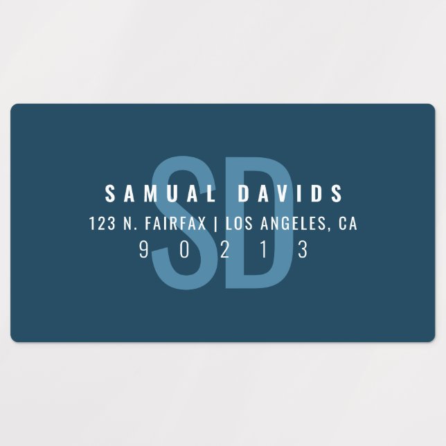 Waterproof Modern Bold Blue Address Labels (Design 1)