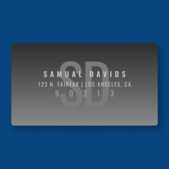 Waterproof Modern Bold Dark Grey Ombre Address Labels (Creator Uploaded)