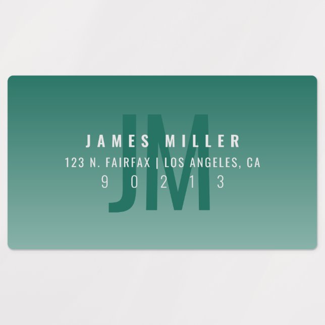 Waterproof Modern Bold Green Ombre Address Labels (Design 1)