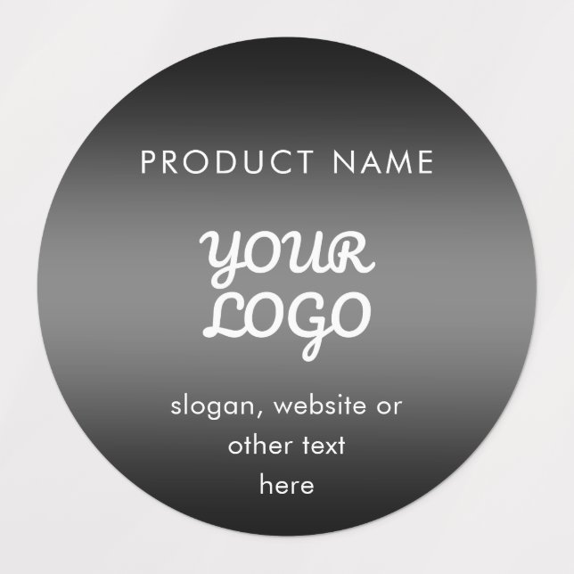 Waterproof Modern Logo & Text  Black Grey Gradient Labels (Design 1)