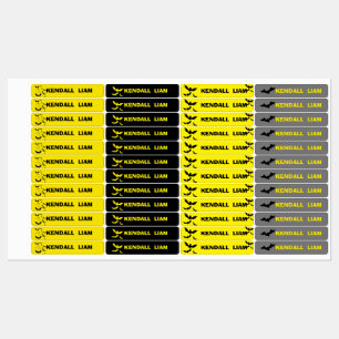 Waterproof Name  Bat Theme Superhero  Kids' Labels