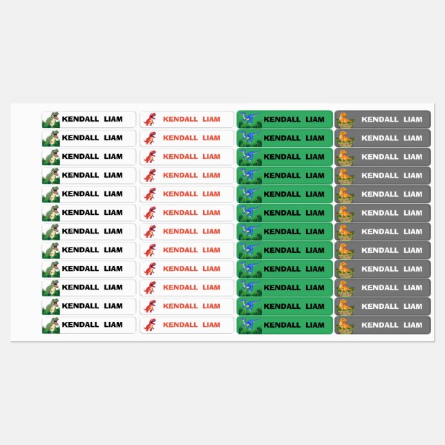 Waterproof Name Label Stickers - T-Rex Dinosaur  (Sheet)