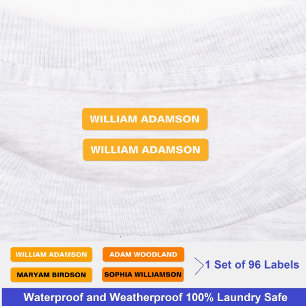 Waterproof Name Labels For Clothes (Orange Fabric)