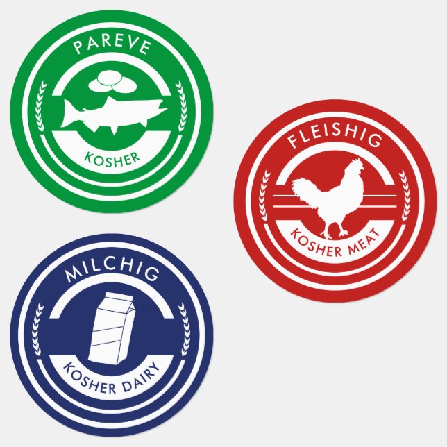 Waterproof Pareve Milchig Fleishig  Kosher Labels (Group)