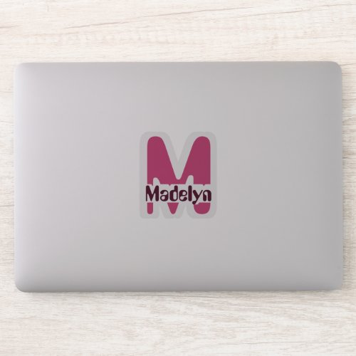 Waterproof Pink Girly Monogram Name Window Laptop Sticker