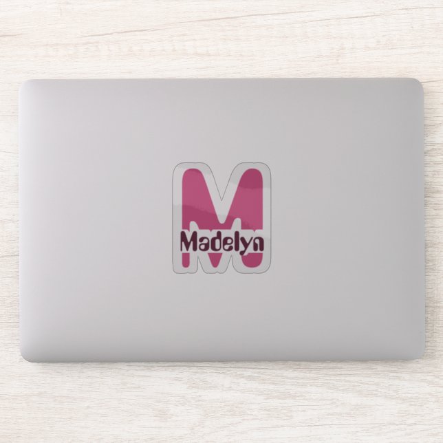 Waterproof Pink Girly Monogram Name Window Laptop Sticker (Computer)