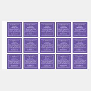 Waterproof purple and white soap ingredients labels