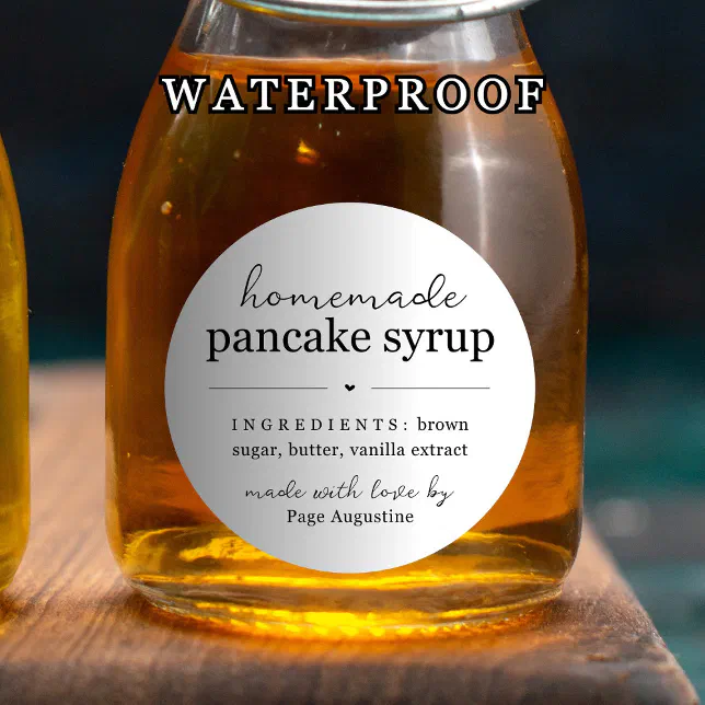 Regular Syrup Sticker Waterproof Round Homemade Syrup Gift Label Sticker | Zazzle
