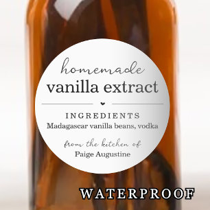 Waterproof Round Homemade Vanilla Extract Label