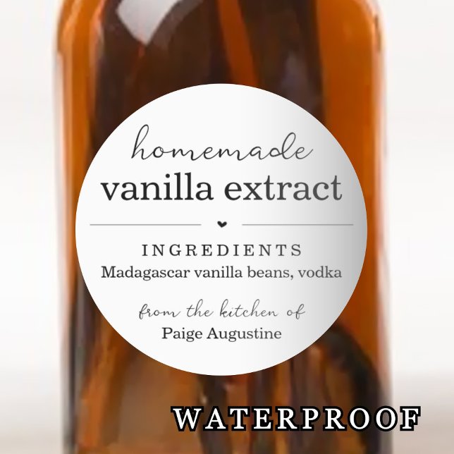 Waterproof Round Homemade Vanilla Extract Label (Creator Uploaded)