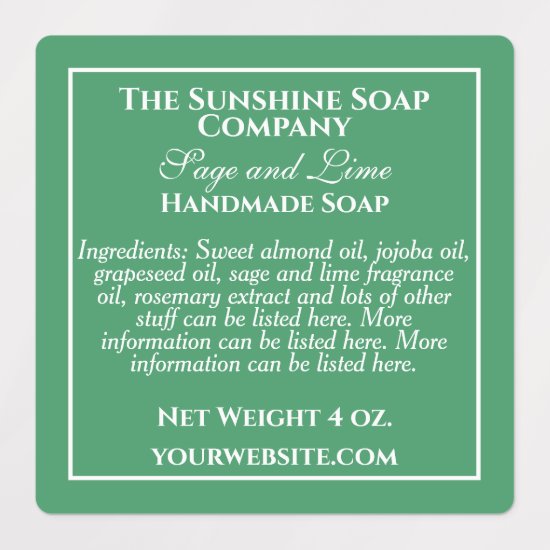 Waterproof simple green and white soap cosmetics labels