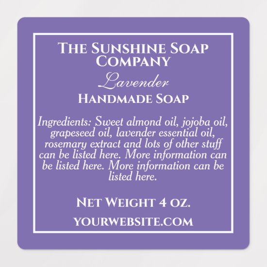 Waterproof simple purple and white soap cosmetics labels