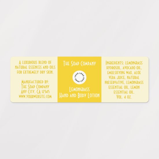 Waterproof Soap and Bath Products Label - yellow