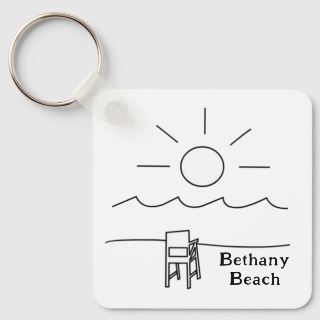 Waterproof transparent Bethany Beach sticker Keychain (Front)