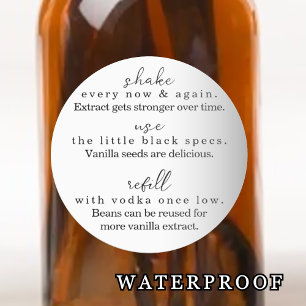 Waterproof Vanilla Extract Instructions Label