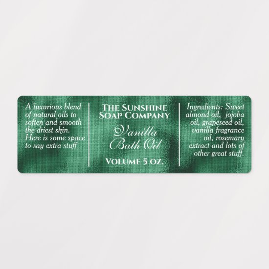Waterproof vintage style green foil soap cosmetics labels