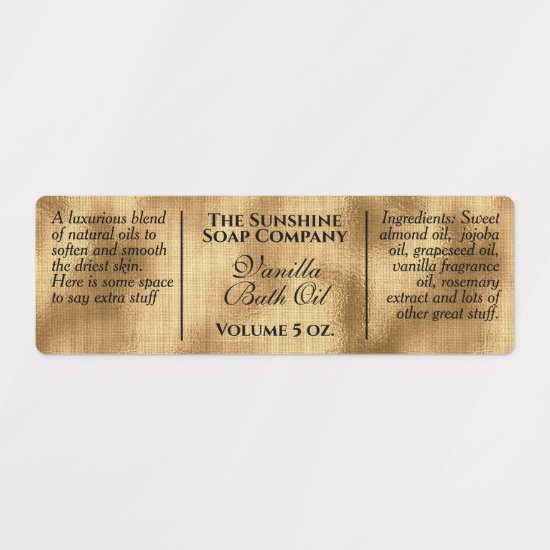 Waterproof vintage style woven gold cosmetics labels
