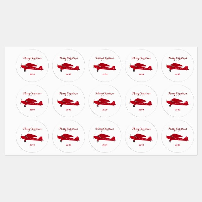 Waterproof Vinyl Product Christmas Airplane Labels (Sheet)