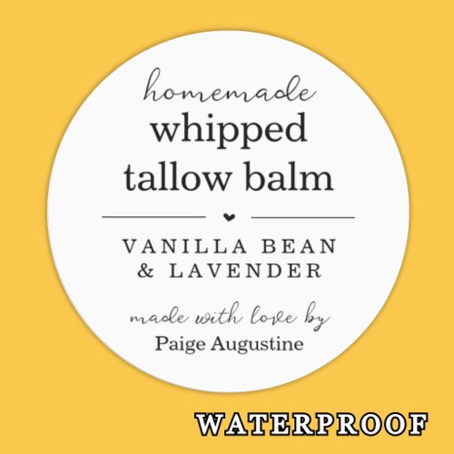 Waterproof Whipped Tallow Balm Butter Cream Labels